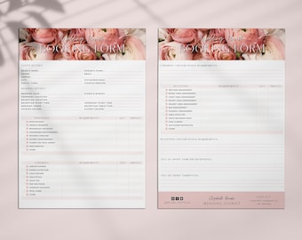 Florist Wedding Booking Form / Wedding order forms / Florist Marketing Template / Order Forms for Florist / Floral Inquiry form / Canva Edit