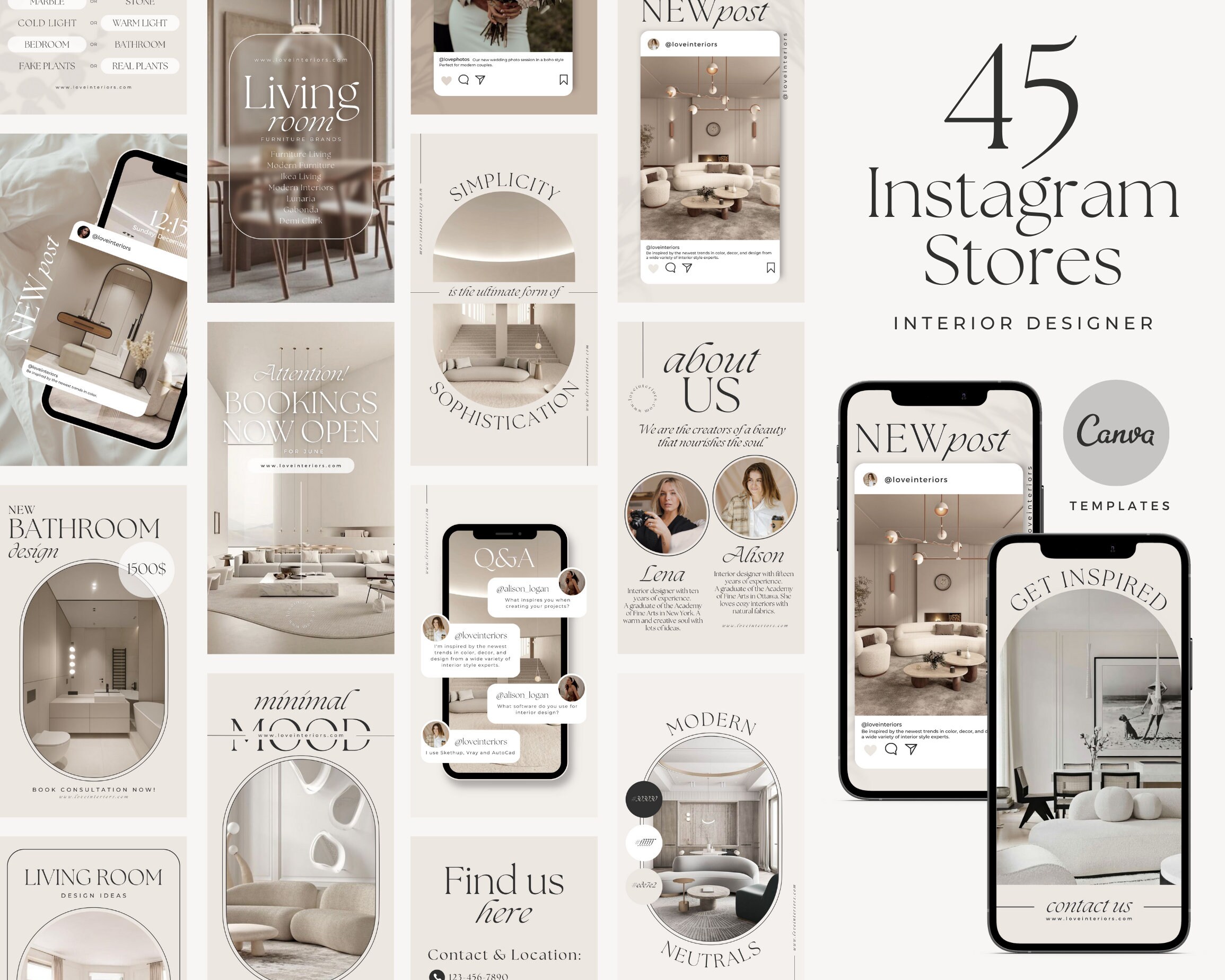 Interior Design Instagram Stories Canva Templates for Architect ...