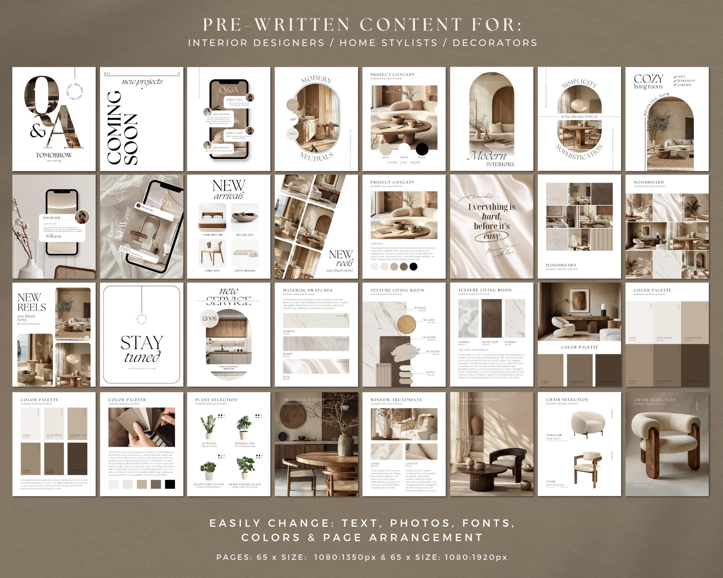 Canva Templates for Interior Design | Instagram Post & Story Bundle ...