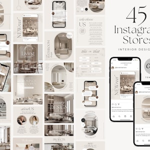 Interior Design Instagram Templates / Canva Template Bundle / Aesthetic ...