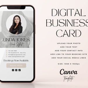 Digital Business Card / Business Card Canva Template / Hairdresser Marketing / Business Marketing / Hair Stylist Online Business Card