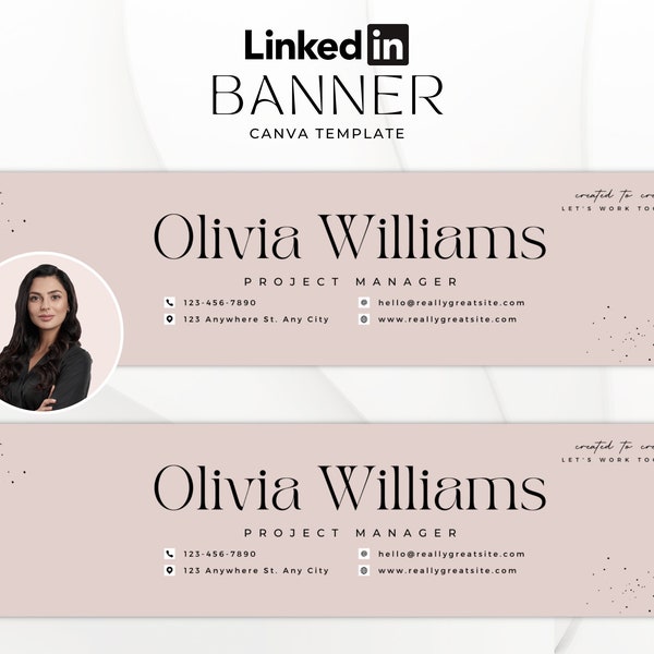 Linkedin Banner / DIY Canva Template / Professional LinkedIn Background / Contact Info / Web Banner / Project Manager / Personal Profile