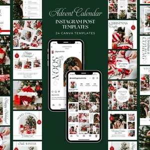 Christmas Instagram Post Templates / Advent Calendar Instagram Feed / Holiday Canva Templates / Social Media Facebook Christmas Countdown