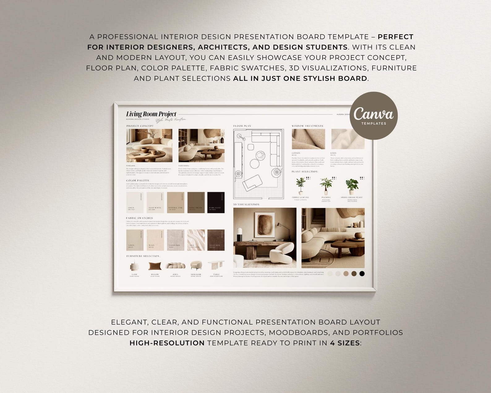 Interior Design Project Board Template / Moodboard Layout ...