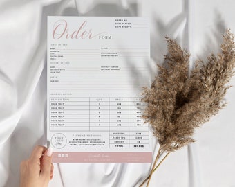 カスタム注文書テンプレート / Canva 注文書テンプレート / ピンクの請求書テンプレート / 編集可能な請求書 / ビジネスフォーム / 注文書