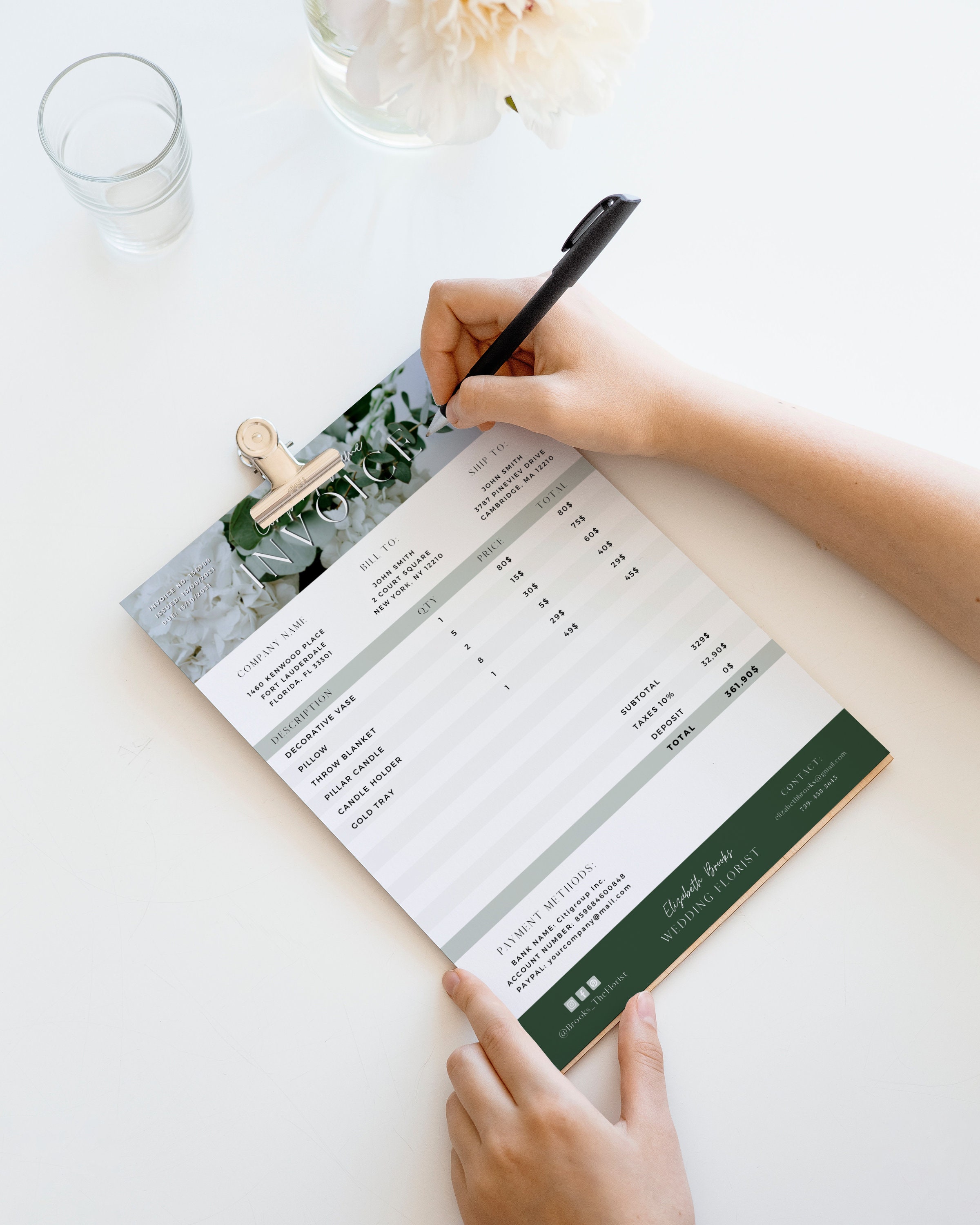 Invoice Template / Wedding Florist Business Form / Editable Billing ...