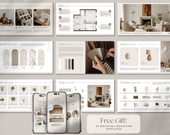 Interior Design Presentation Template / Client Presentation / Canva Template Interior Designer  / Instagram Templates Architect Home Stylist
