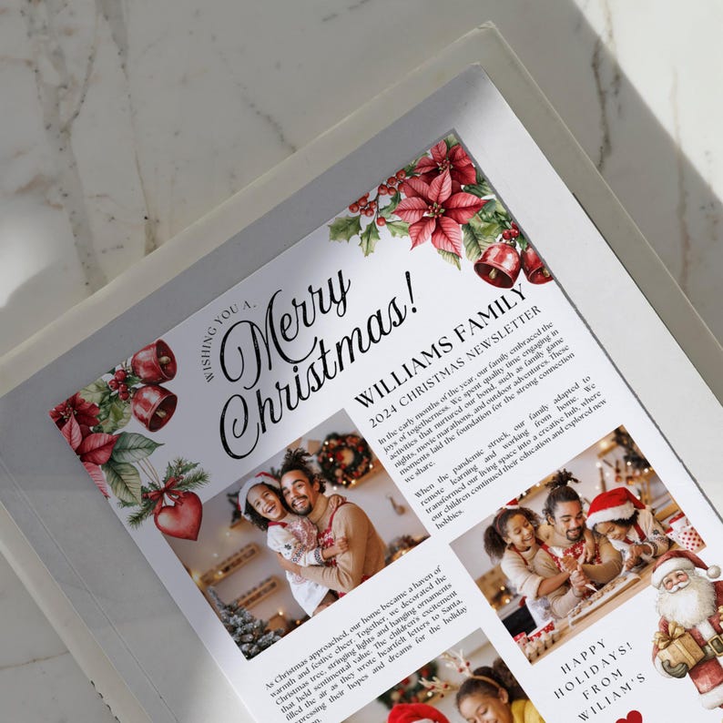 Christmas Newsletter Template / Family Year in Review / Holiday ...