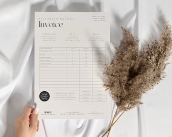 Invoice Template / Modern Beige Invoice / Business Form for Real Estate / Editable Receipt Canva Template / Wholesale Template