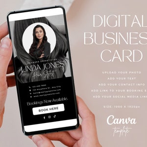 Digitaal visitekaartje/modern visitekaartje/kapper marketing sjabloon/Business Canva sjabloon/kapper online visitekaartje