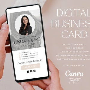 Digital Business Card / Business Card Canva Template / Hairdresser Marketing / Business Marketing / Hair Stylist Online Business Card