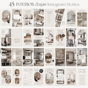 Interior Design Instagram Templates / Canva Template Bundle / Aesthetic ...