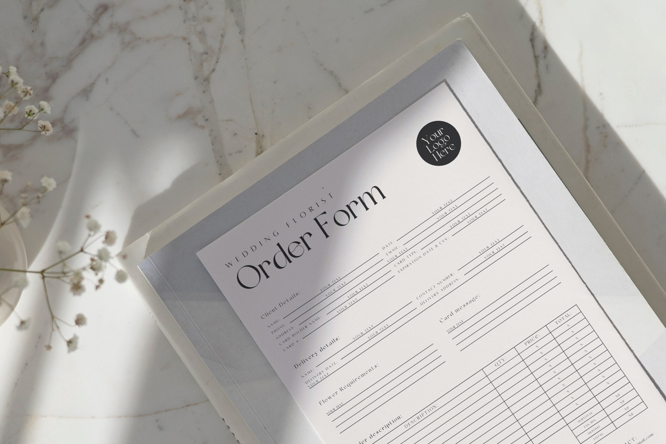 Florist Order Form Template / Canva Order Forms for Florist / - Etsy