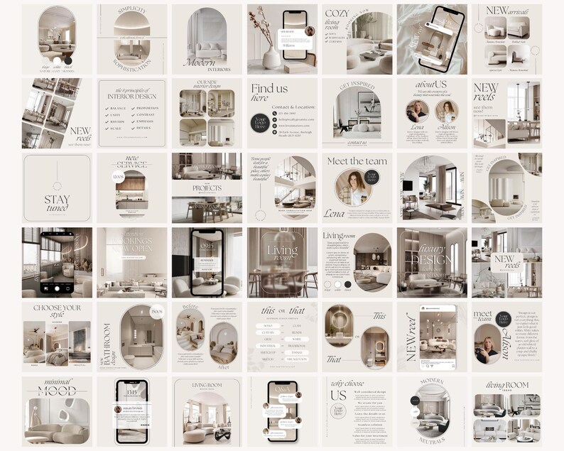 Interior Design Instagram Posts Canva Templates for Architect Instagram ...