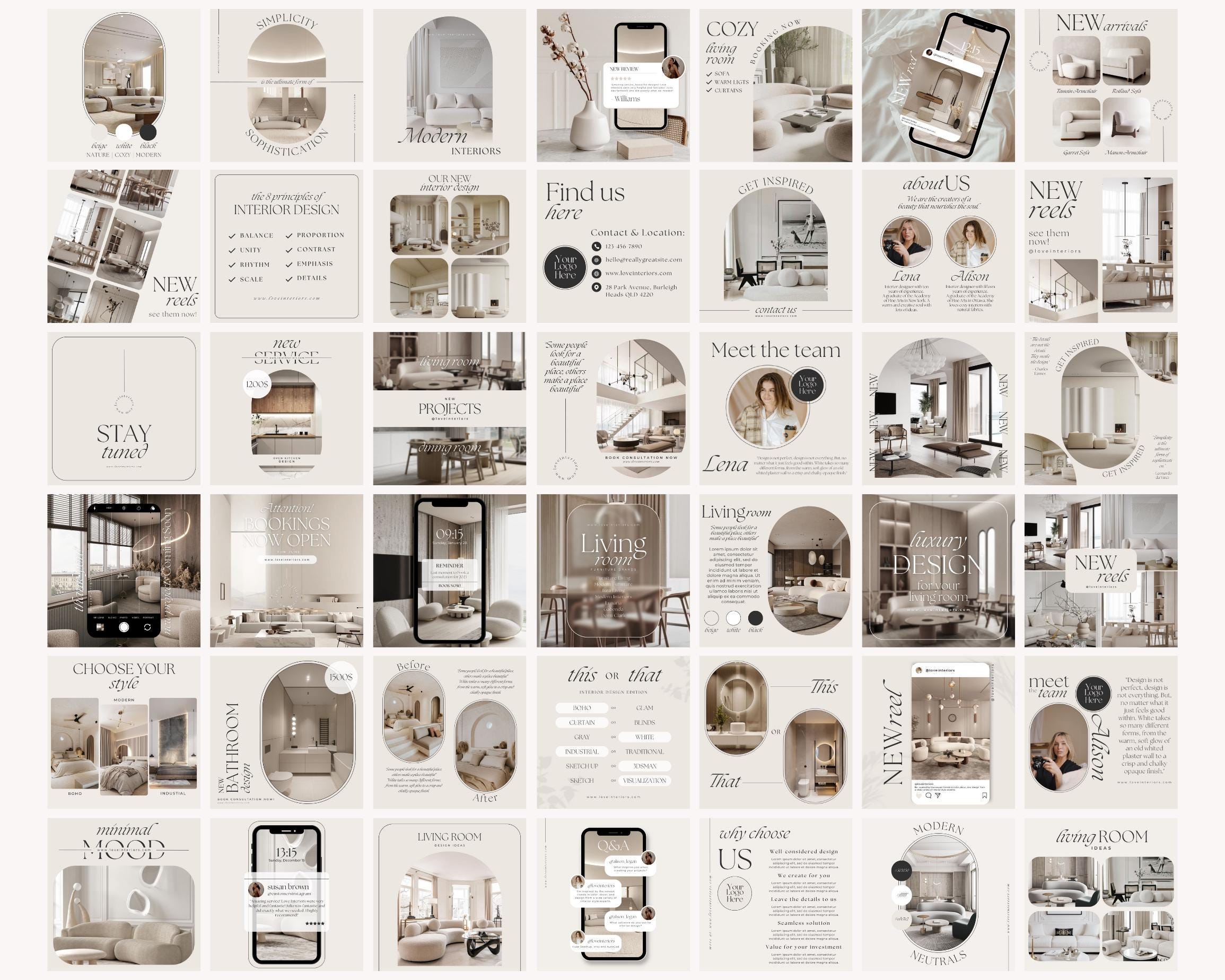 Interior Design Instagram Posts Canva Templates for Architect Instagram ...