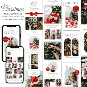 Kerst Instagram-sjablonen / vakantie sociale mediabundel / Instagram Facebook post & verhaal / adventskalender / kerstmis aftellen