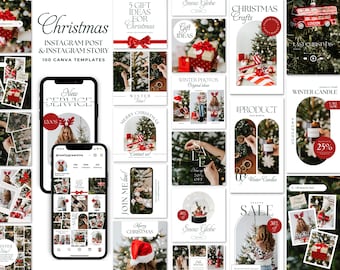 Christmas Instagram Templates / Holiday Social Media Bundle / Instagram Facebook Post & Story / Advent Calendar / Christmas Xmas Countdown