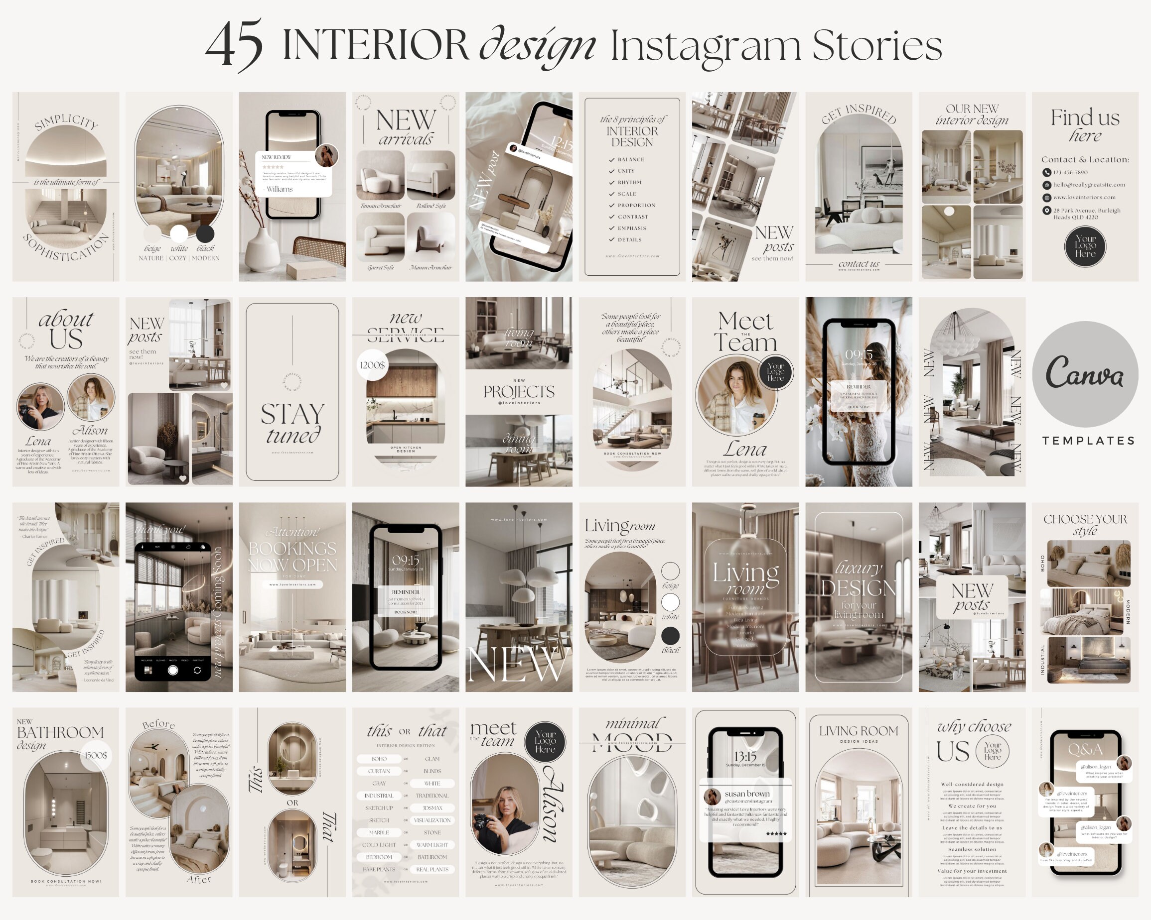 Interior Design Instagram Stories Canva Templates for Architect ...