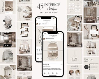Interior Design Instagram Posts Canva Templates for Architect Instagram Post Bundle for Interior Stylist Designer Social Media Post