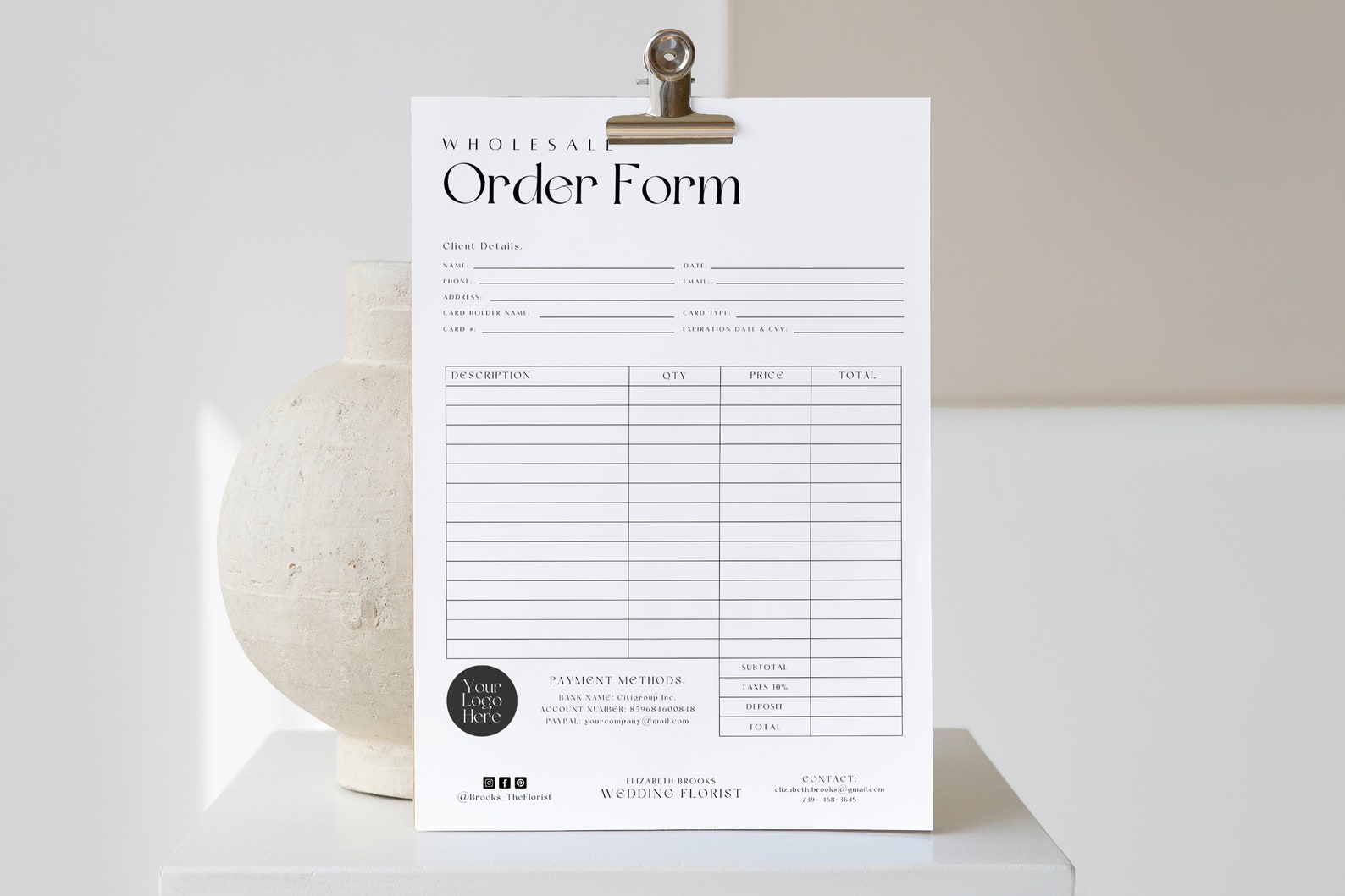 Wholesale Order Form Template / Canva Order Forms / Editable - Etsy