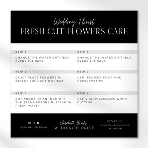 Fresh Cut Flowers Care / Florist Care Instructions Template / Enclosure Card / Printable Canva Template / Editable Florist forms / Care Tips