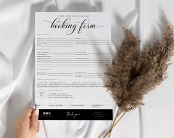 Photography Booking Form / Client Contract / Booking Form for Photographers / Printable Canva Template / Sign up form / Photographer Forms