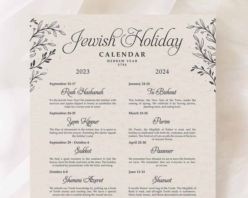 Jewish Holiday Calendar / Printable Hanukkah Calendar / Hebrew - Etsy