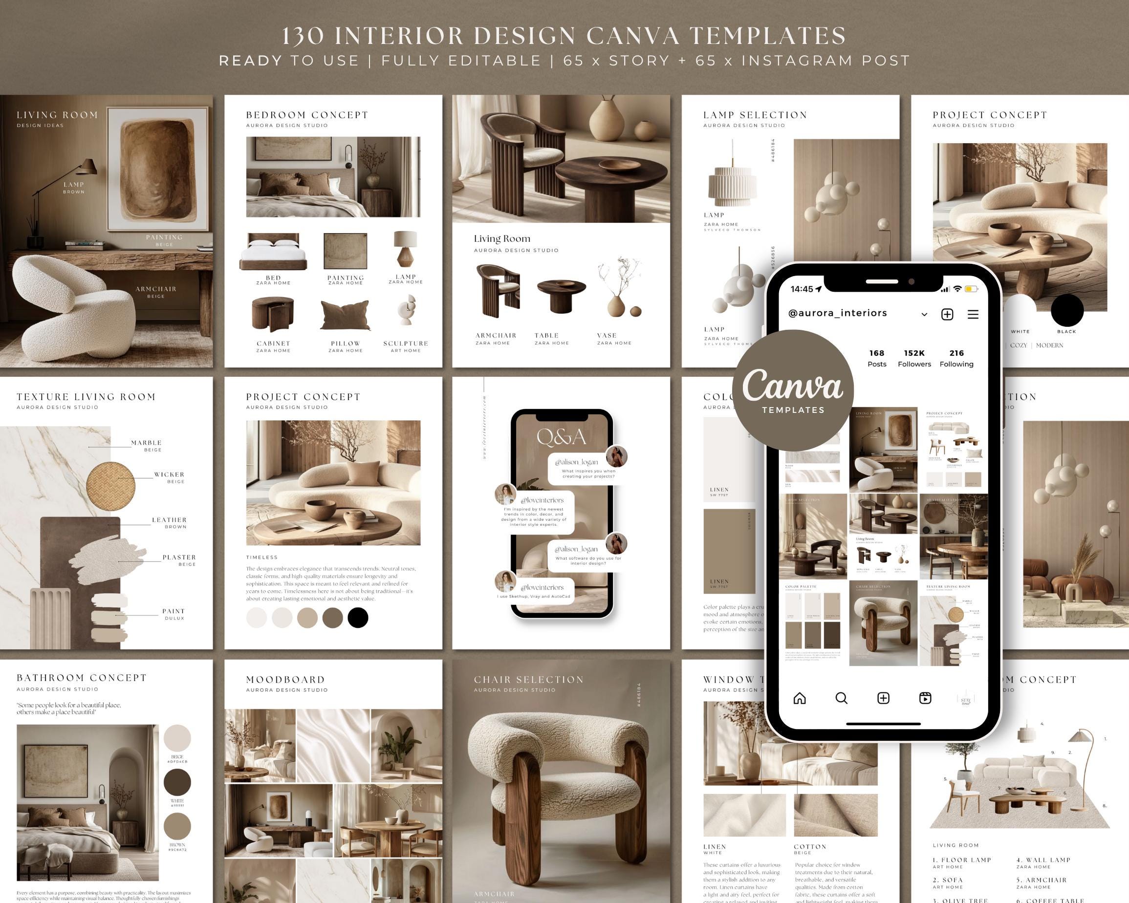 Canva Templates for Interior Design | Instagram Post & Story Bundle ...