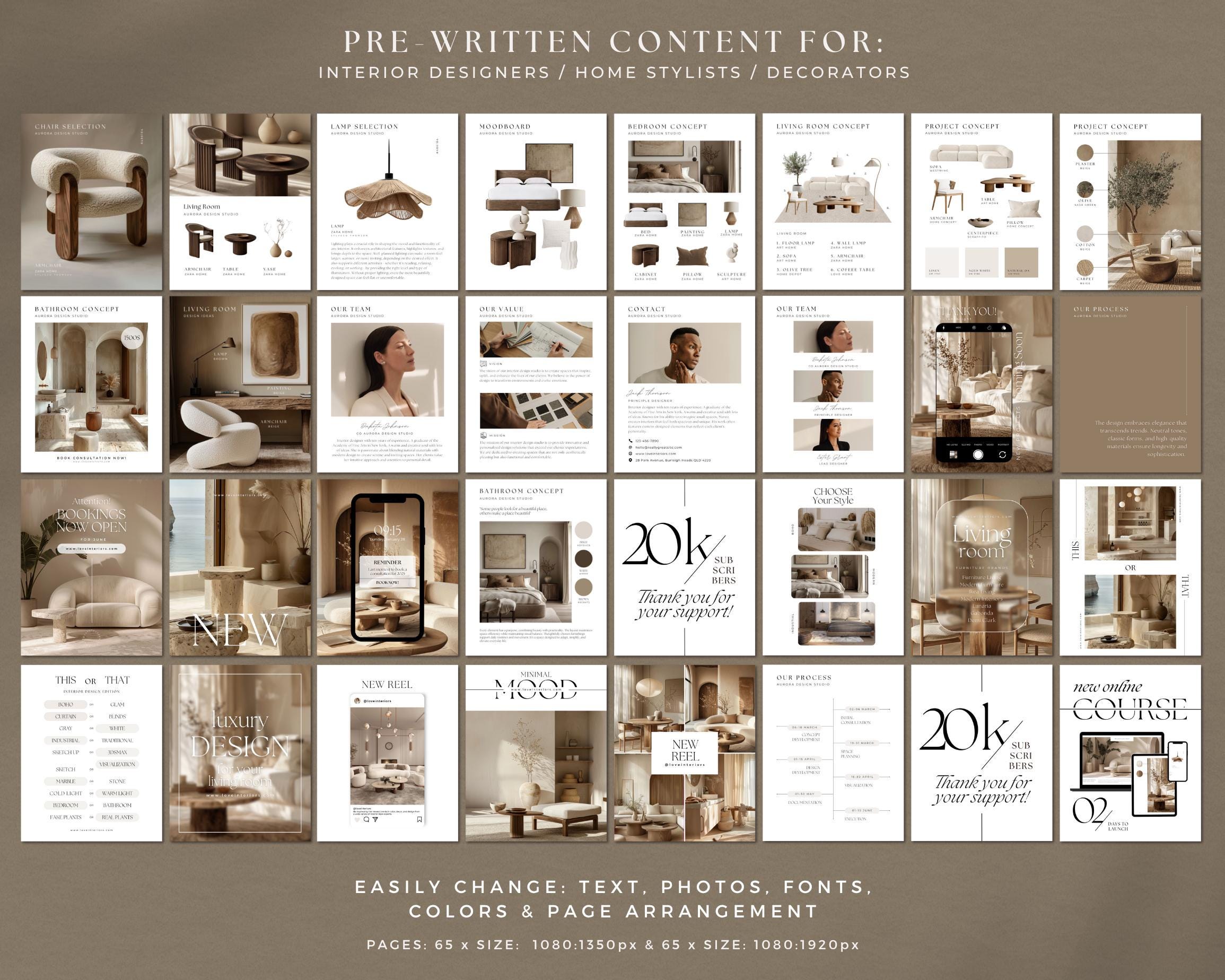 Canva Templates for Interior Design | Instagram Post & Story Bundle ...