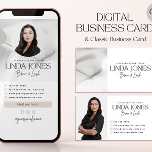 Digital Business Card / Modern Business Card / Business Card Canva Template / Lash Tech Business Card / Esthetician Online Business Card