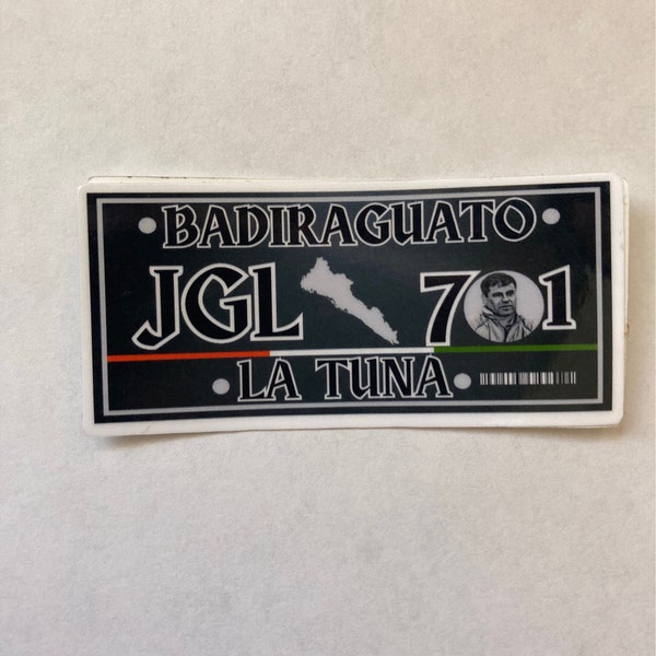 JGL |Joaquín "El Chapo Guzmán| |Black| License Plate Vinyl Sticker