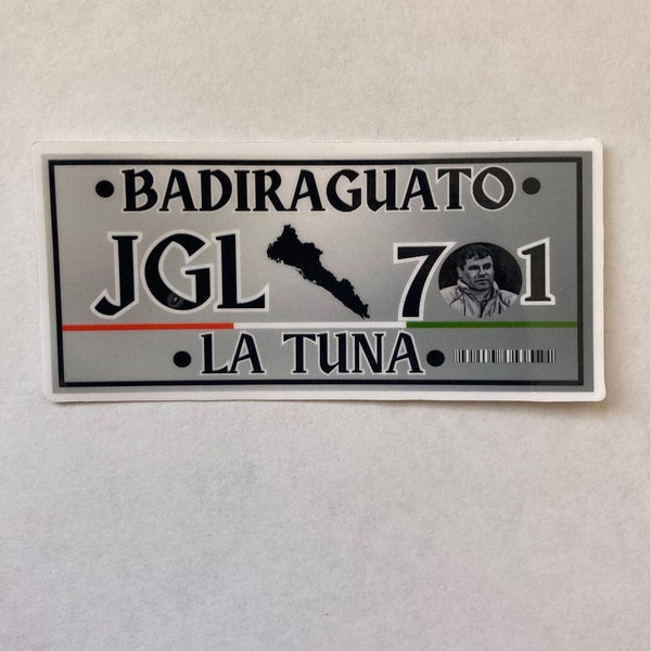 JGL |Joaquín "El Chapo" Guzmán| |Silver| License Plate Vinyl Sticker