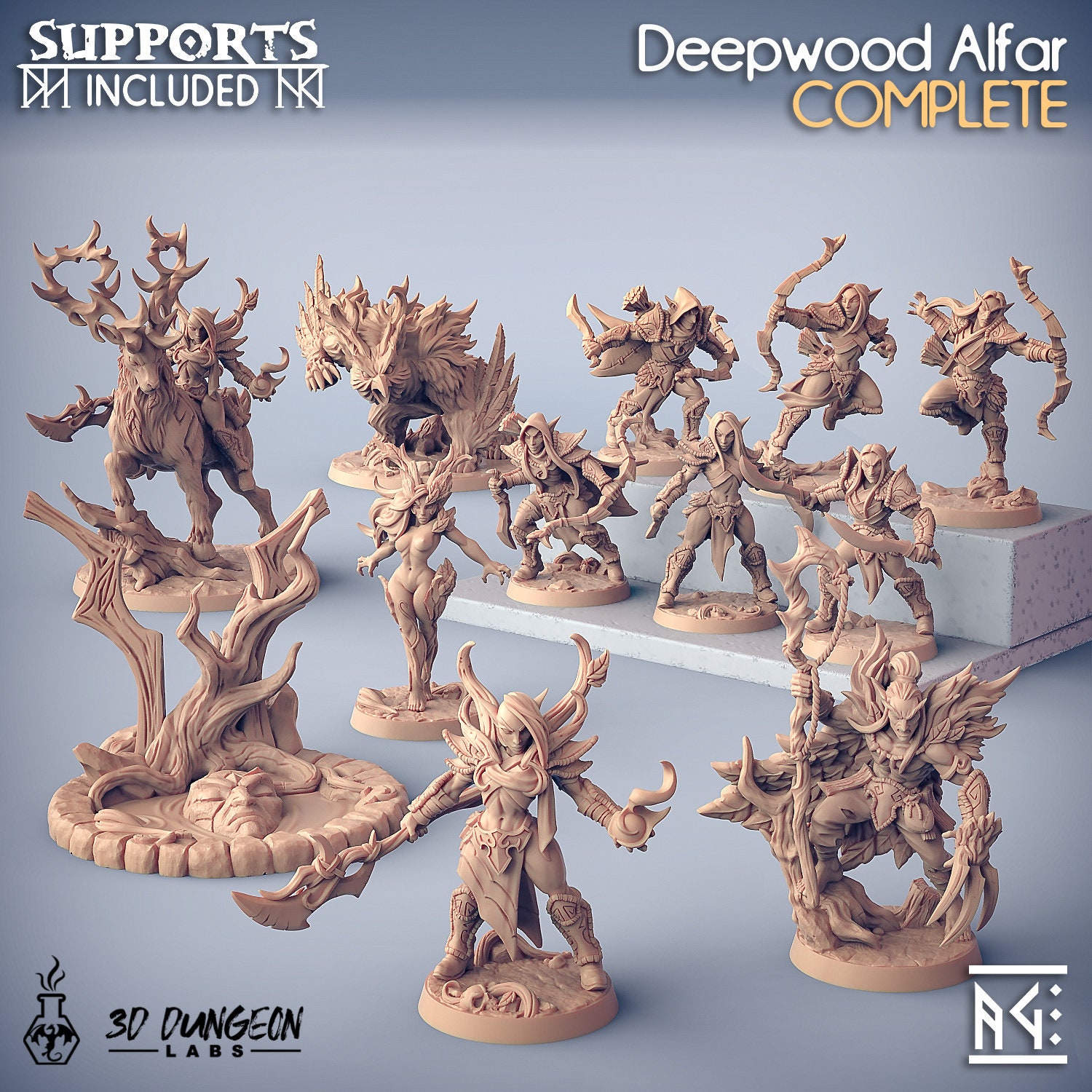 Deepwood Alfar Complete Set Forest Elf Dnd Mini Artisan Etsy