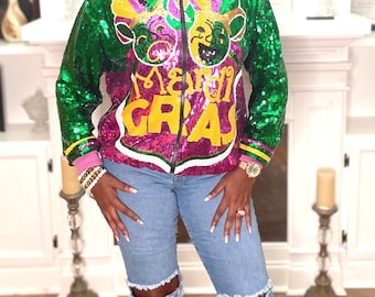 Go See The Mardi Gras Sequin Women Jacket