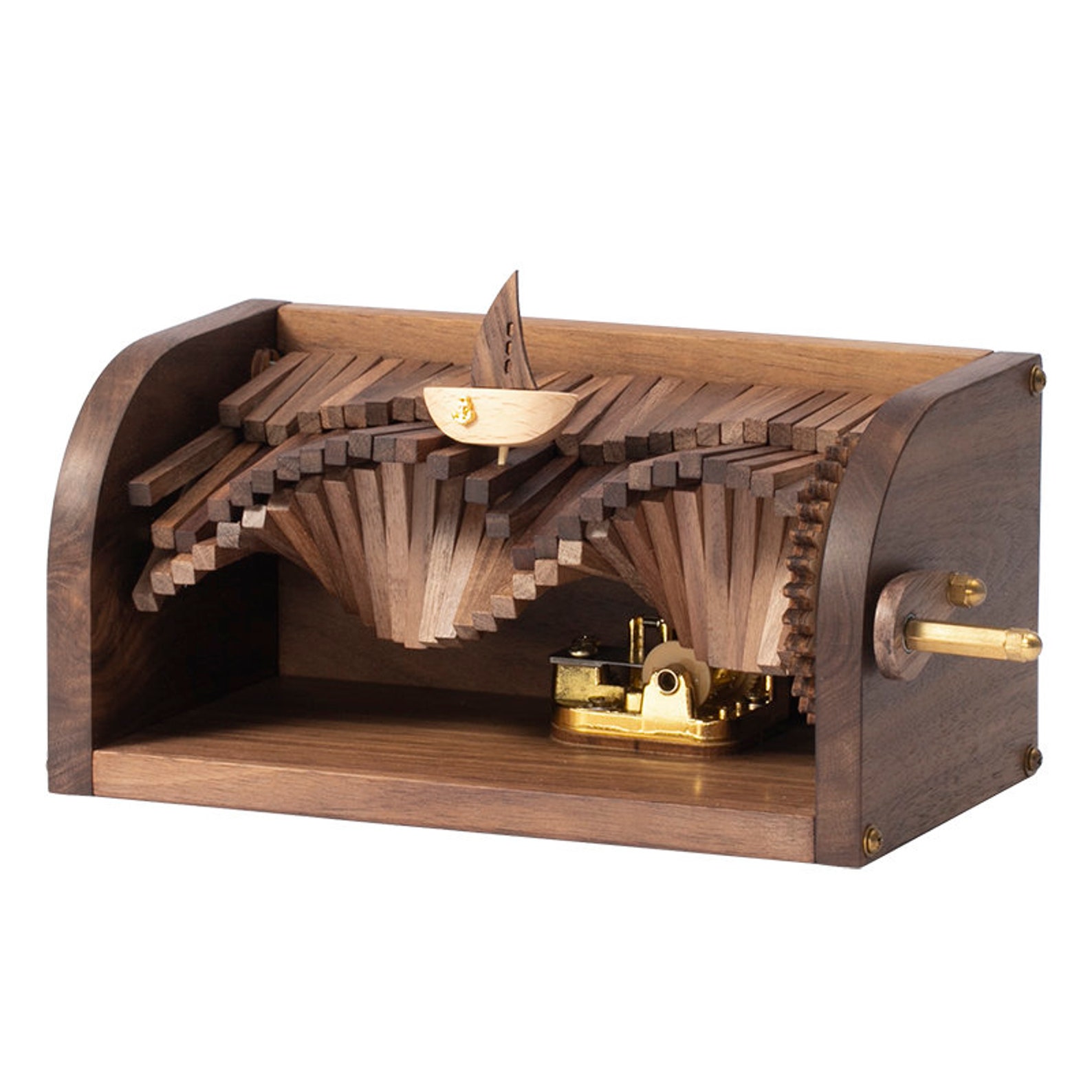 Wooden Manual Rotate Music Box Wave Design Relaxing Song Etsy