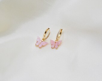 Pearl Pink Butterfly Earrings