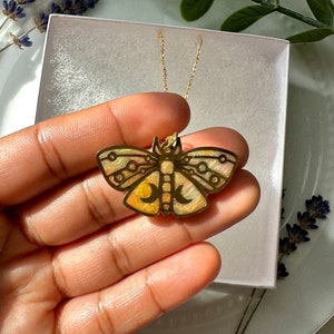 Luna moth necklace
