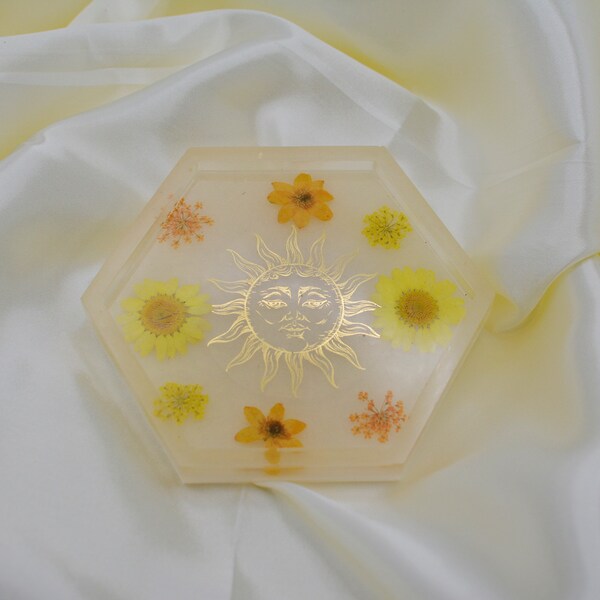 Zon en bloemen sieraden schaal