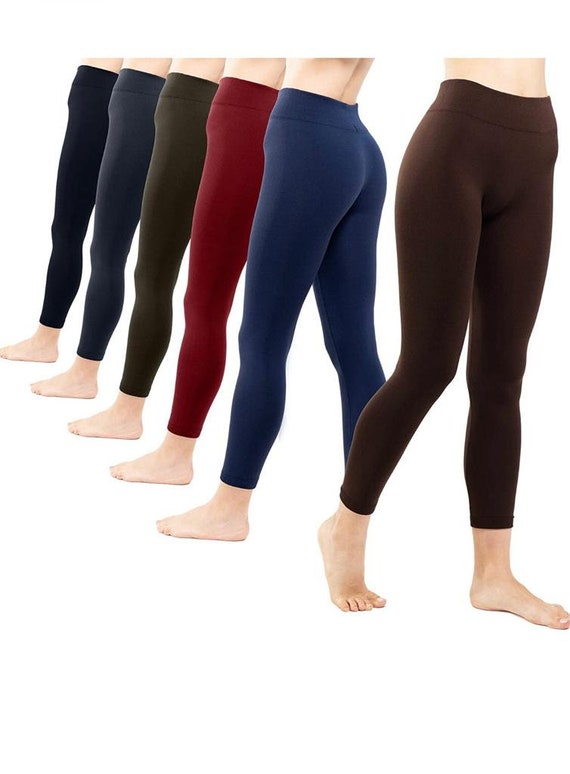 Hot 4 Pack Women's Fleece Lined Leggings High Waist Soft Stretchy