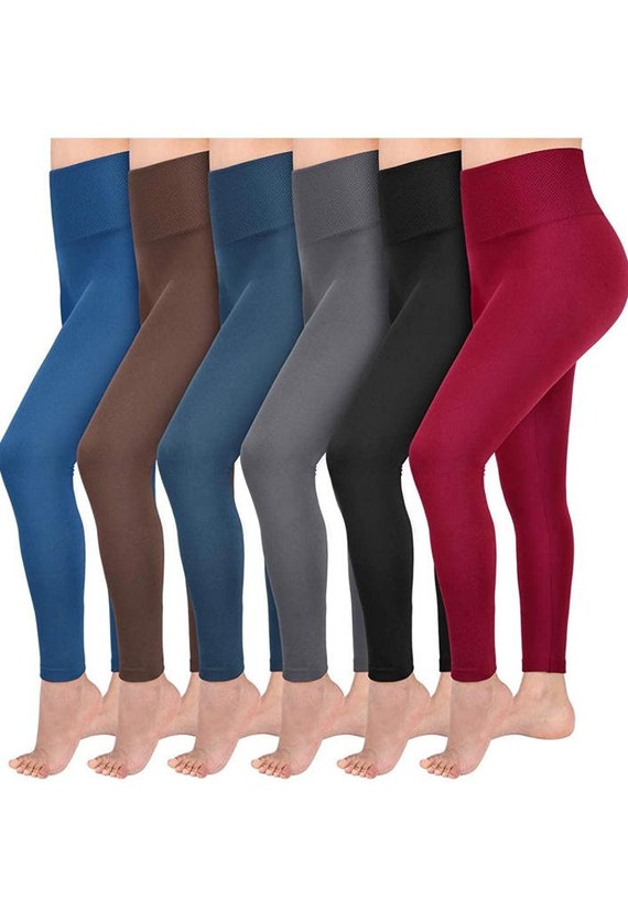 Hot 2 Pack Women's Fleece Lined Leggings High Waist Soft Stretchy Winter Warm  Leggings One Size 