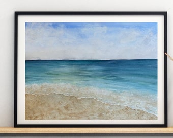 Aqua Art, Beach Art, Coastal Art, Beach Decor, Original Watercolor Painting, Beach Painting, Seascape, Beach Gift, Beach Print