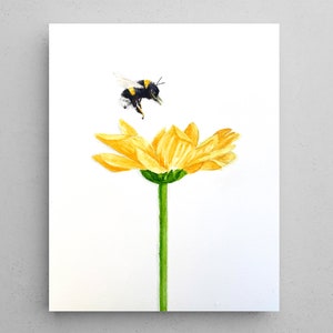 Bumblebee and Yellow Flower Print:  Bee Gifts l  Housewarming Gift