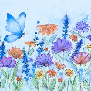 Schmetterlings-Garten-Aquarelldrucke und Karten