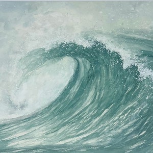 Stormy Wave Watercolor Painting:  Father&#39;s Day l Seascape l Ocean Art