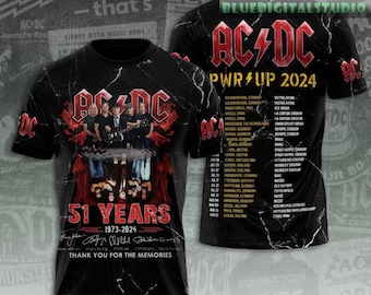 Chemise ACDC Pwr Up World Tour 2024, chemise graphique groupe de rock ACDC, cadeau pour fan de groupe de rock ACDC, produits dérivés Acdc, chemise vintage des années 90 Acdc, chemise Acdc