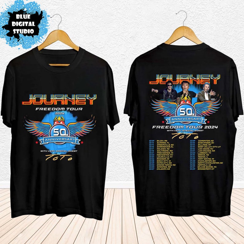 Journey Freedom Tour 2025 Shirt, Journey With Toto 2025 Concert Shirt