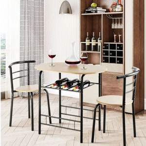 3 Piece Breakfast Nook Dining Set Table & 2 Chairs / Home, House, Apartment, Condo, Small Table Set, Space Saver