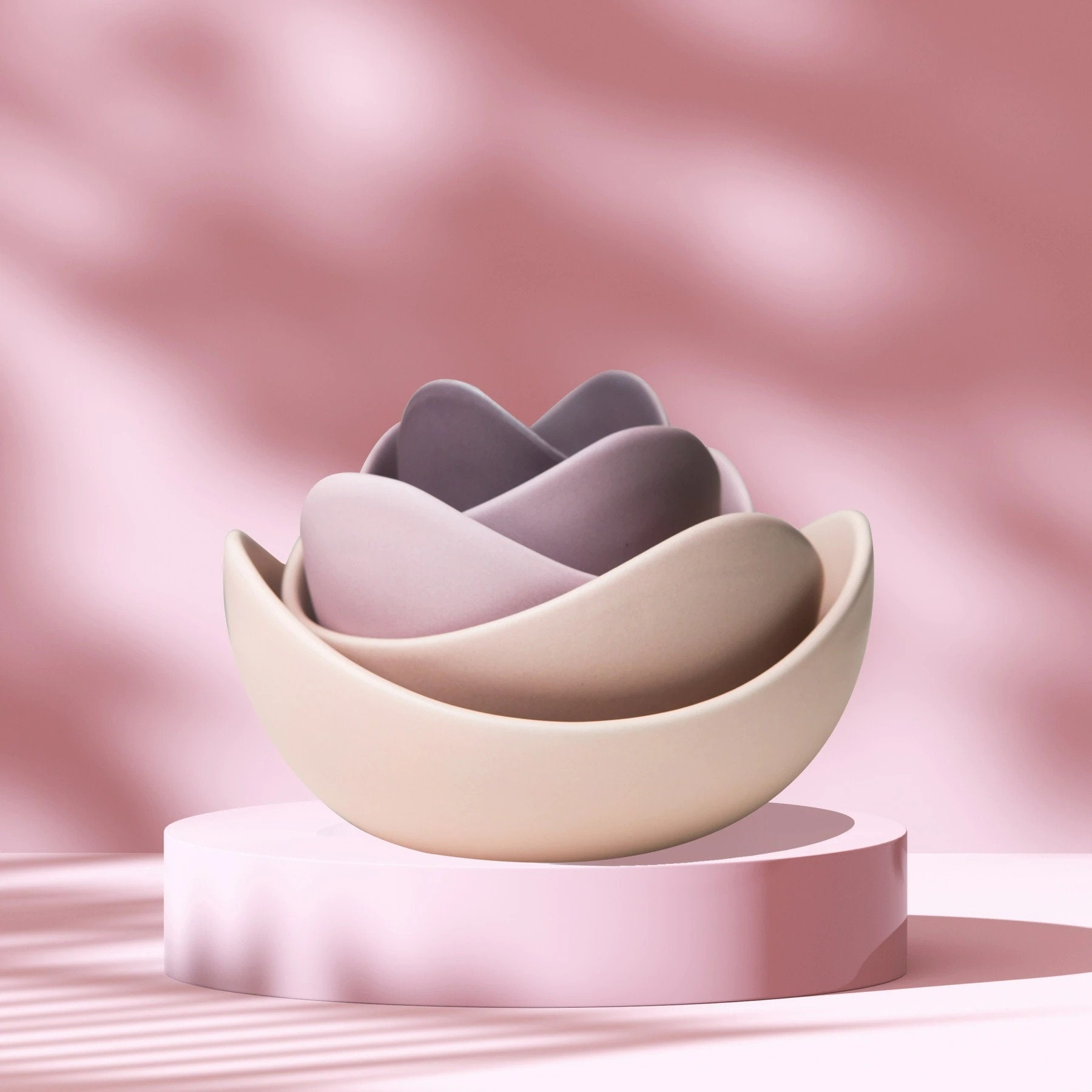Ceramic Lotus Bowls full Set of 5 Stackable Abstract Etsy