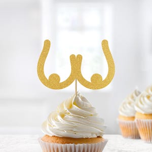 Adorno para cupcakes con forma de pecho, palitos para comer con forma de pecho, pechos de mujer, decoraciones para fiestas, despedidas de soltera, despedidas de soltero para adultos, concientización sobre el cáncer de mama imagen 1