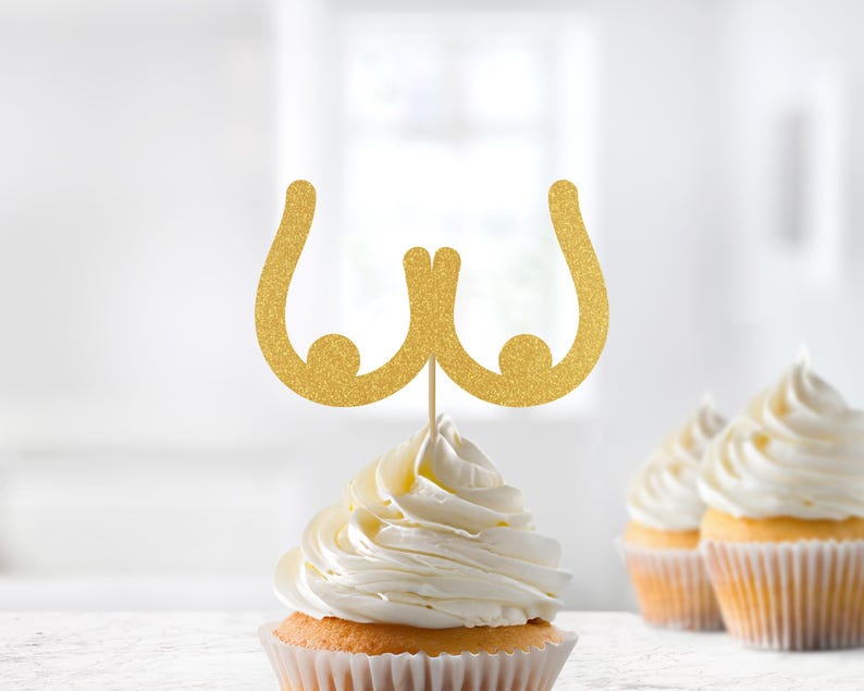 Adorno para cupcakes con forma de pecho, palitos para comer con forma de pecho, pechos de mujer, decoraciones para fiestas, despedidas de soltera, despedidas de soltero para adultos, concientización sobre el cáncer de mama imagen 1